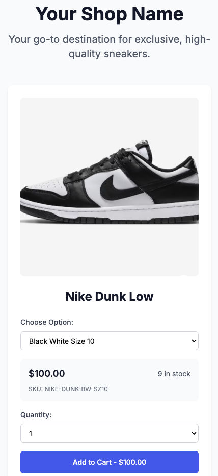 A PayTrigger storefront page showing product listings